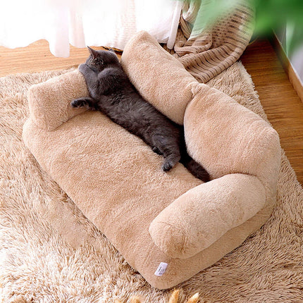 MyGiftHome Plush Cat Couch Bed Detachable Washable