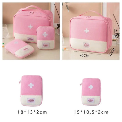 MyGiftHome 3 Pcs/Set Portable Medical Storage Bag First Aid Kits-Pink