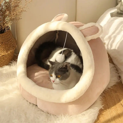 MyGiftHome Cartoon Cat Bed Cave Semi-Closed Cave Nest-Pink Rabbit