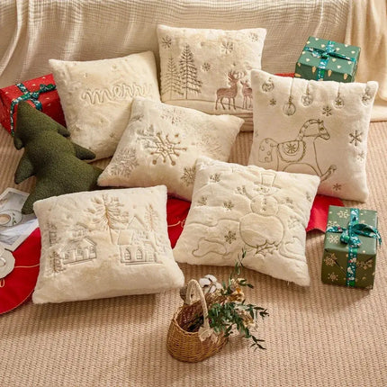MyGiftHome Christmas Embroidered Cushion Cover Pillowcase