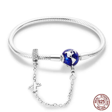 MyGiftHome S925 Silver Twisted Cable Bracelet with Pendant and Chain-Style 13