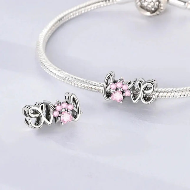 MyGiftHome S925 Silver Pink Charms DIY Jewerlry Accessories
