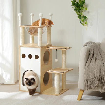 MyGiftHome Modern Cat Tower with Condos and Clear Capsule Nest