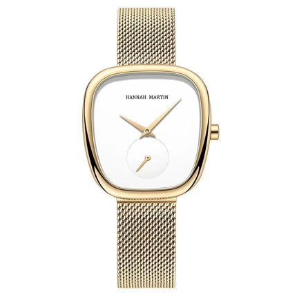 MyGiftHome Women’s Quartz Watch Classic Barrel Design-White Dial with Gold Strap