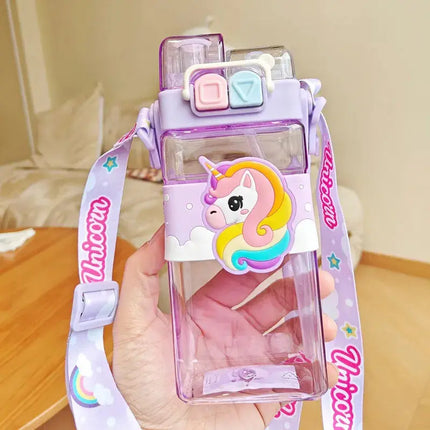 MyGiftHome 18oz Kids Square Water Bottle with Dual-Spout Design MyGiftHome