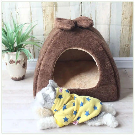 MyGiftHome Dog Cave Bed Winter Warm Pet House-Brown
