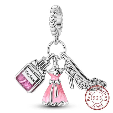 MyGiftHome S925 Silver Pink Charms DIY Jewerlry Accessories