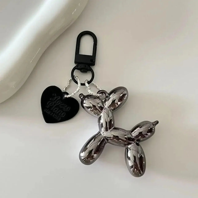 MyGiftHome Metallic Balloon Dog Keychain Bag Pendant-Black