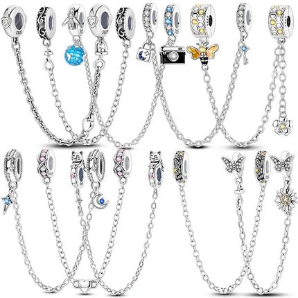 MyGiftHome 925 Sterling Silver Safety Chain Charms