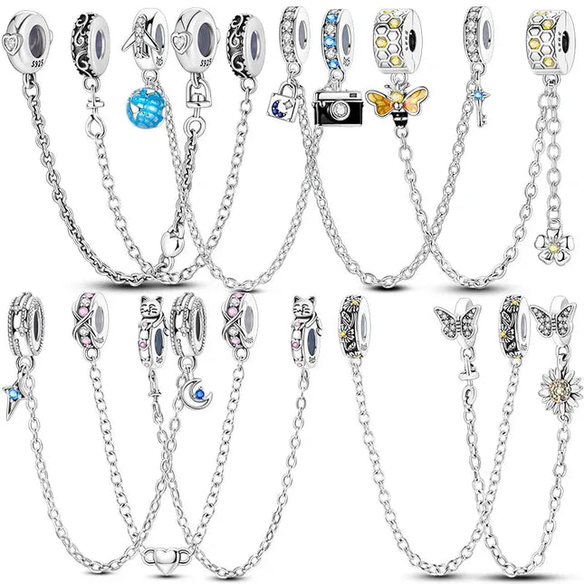 MyGiftHome 925 Sterling Silver Safety Chain Charms