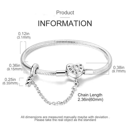 MyGiftHome S925 Silver Twisted Cable Bracelet with Pendant and Chain
