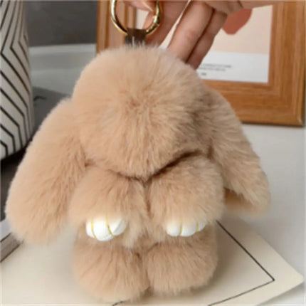 MyGiftHome Soft Fluffy Rabbit Keychain Bunny Bag Pendant-Cappuccino