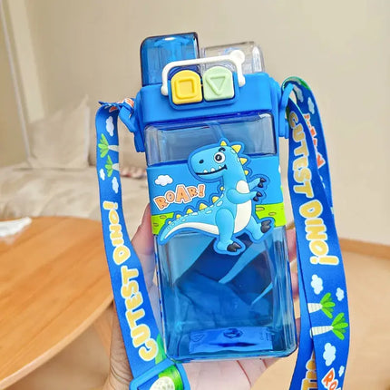 MyGiftHome 18oz Kids Square Water Bottle with Dual-Spout Design MyGiftHome