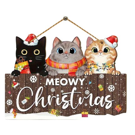 MyGiftHome Christmas Wooden Hanging Signs 3 Cats Pattern