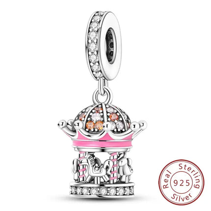 MyGiftHome S925 Silver Pink Charms DIY Jewerlry Accessories