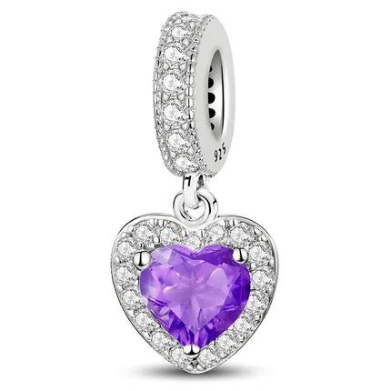 MyGiftHome 925 Sterling Silver Love Heart Charms-Style 7