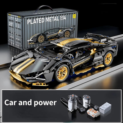 MyGiftHome 1:14 DIY Supercar Brick Puzzle Toys-Car+Power Set