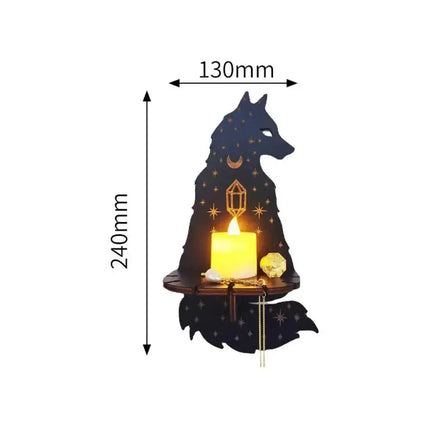 MyGiftHome Wall Mounted Candle Holder Wooden Crystal Display Shelf-Wolf