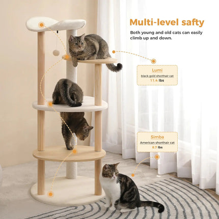 MyGiftHome 5-Layer Wooden Cat Tree Tower with Scratching Post