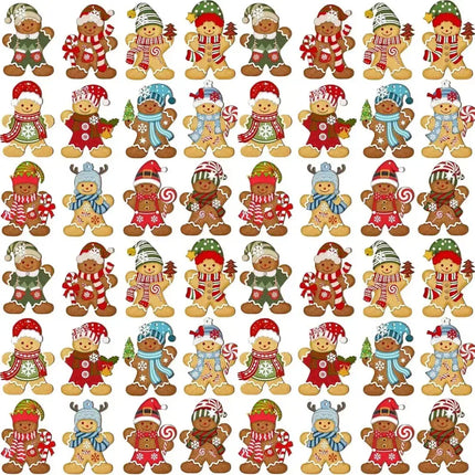 MyGiftHome Wooden Gingerbread Man Ornaments for Christmas Tree-48PCS