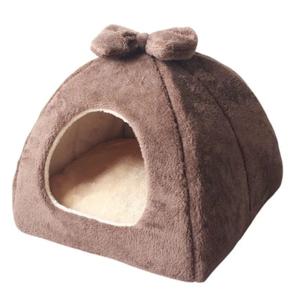 MyGiftHome Dog Cave Bed Winter Warm Pet House-Brown