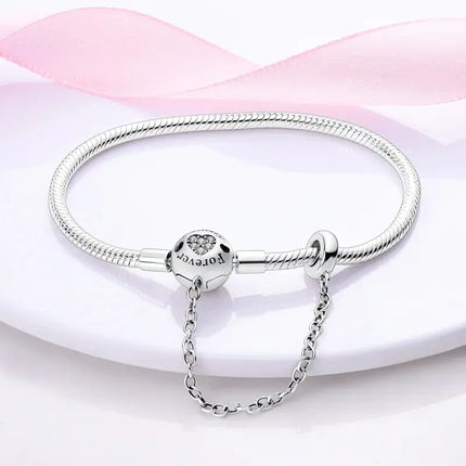 MyGiftHome S925 Silver Twisted Cable Bracelet with Pendant and Chain