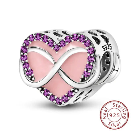 MyGiftHome S925 Silver Pink Charms DIY Jewerlry Accessories