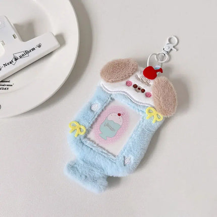 MyGiftHome Cartoon Plush Photocard Holder with Keychain-Blue