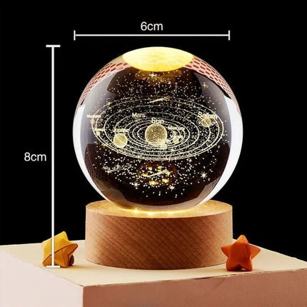 MyGiftHome Galaxy Crystal Ball Night Light with Wooden Base